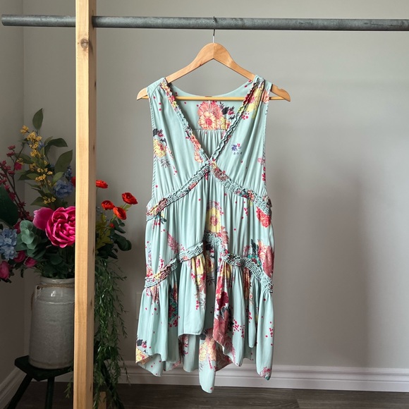 Free People XS Blue Floral Shirt Dress - Picture 2 of 8